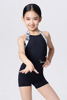 Combinaison de danse latine pour enfants Vennystyl, en spandex, col halter, dos ouvert, jupe intégrée, tenue d'entraînement quotidienne pour filles