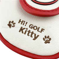 Housse de tête de putter de golf en cuir PU Lucky Cat avec fermeture magnétique