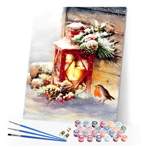 <span class=keywords><strong>Pintura</strong></span> por números arte Navidad vela linterna hogar pared decoración pintada a mano DIY <span class=keywords><strong>pintura</strong></span> al óleo por números Kits - Product Image 1