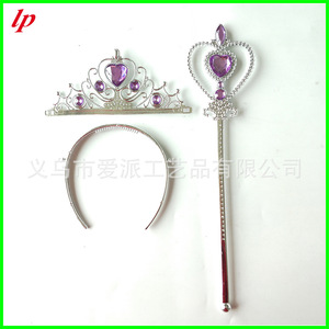 Ensemble couronne et baguette de princesse en strass rose doré, pour fête costumée, jouets, accessoires de maquillage en plastique, cadeau d'anniversaire pour enfants - Product Image 5