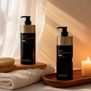 Bouteilles de luxe vides pour <span class=keywords><strong>shampoing</strong></span>, lotion et nettoyant visage 800ml/500ml – Emballage cosmétique écologique en PET cylindrique avec pompe à lotion - Product Image 3