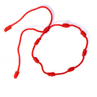 Bracelet en corde rouge fait à la main, Style mexicain espagnol chaud ne se décolore pas rouge et noir tissé à sept nœuds