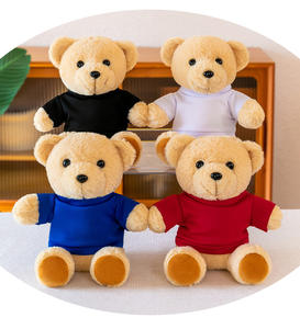 دمية دب محشوة لطيفة مخصصة بشعار مطبوع على قميص أبيض أو أسود من شركة سونغشان للألعاب كهدايا ترويجية رخيصة - Product Image 4