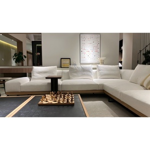 Bộ ghế sofa kết hợp hình chữ L bằng vải hiện đại của Ý, nội thất phòng khách châu Âu bằng gỗ nguyên khối, ghế sofa lớn màu trắng sang trọng - Product Image 4