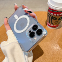 Étui de téléphone magnétique portable pour Apple iPhone 16, design transparent Magsafe, utilisation estivale, matériau PP, protection intégrale, vente en gros