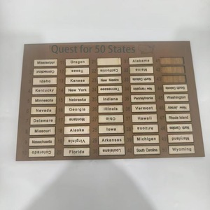 ป้ายไม้ติดผนังรูปทรงสี่เหลี่ยมผืนผ้าตกแต่งบ้านสไตล์เรโทร ชุดตกแต่ง "Quest For 50 States" บรรจุภัณฑ์ชิ้นเดียว - Product Image 4