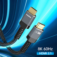 Cable HDMI 2.1 de 8K, 48 Gbps, Ultra HD 8K60Hz 4K120Hz EARC, Cable de Video Trenzado de Nailon y Aleación de Aluminio para Monitor