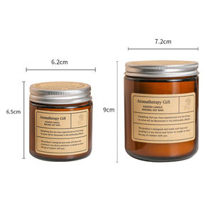 Luxury Brown Glass Scented <b>Candles</b> <b>Gift</b> Set Long Lasting Burning Pure Soy Wax with Metallic Lid for Valentine's Day Diwali - Product Image 6