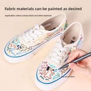 Nouveau <span class=keywords><strong>stylo</strong></span> de peinture textile Languo 6 couleurs pour vêtements, <span class=keywords><strong>marqueur</strong></span> graffiti pour vêtements à peindre soi-même, aquarelle textile - Product Image 5