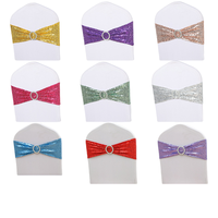 Nœuds de chaise extensibles personnalisés sans nœuds, nœuds de dossier de chaise à sequins, attaches décoratives pour housses de chaise pour hôtels et mariages