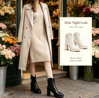 Bottes Dr à plateforme blanches imperméables de style français et européen, couleur unie, bout carré, nouvelle collection automne/hiver 2026