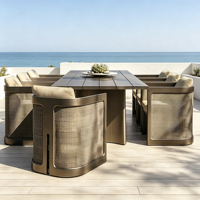 Meubles en teck de luxe, meubles en teck d'extérieur, ensemble de salle à manger pour patio et jardin, table et chaises en bois massif