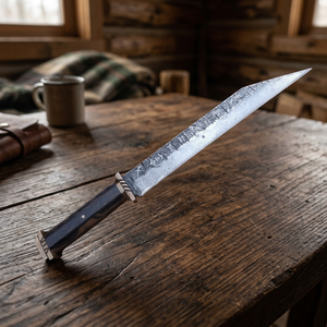 มีดแคมป์ปิ้งไวกิ้ง AXES KNIVES เหล็กกล้าคาร์บอนสูง เคลือบผงสีดำ ใบมีดเกรดอุตสาหกรรม ด้ามจับทำจากเขาสัตว์ ขนาด 9.5 ซม. - Product Image 3