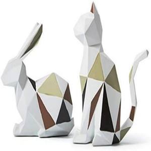 Artesanía de resina personalizada decorativa, adornos geométricos de animales, adornos de gato y conejo, decoración del hogar, forma de Animal - Product Image 6