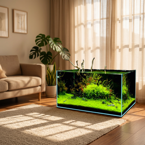 Eisenarmes Glas-Aquarium Rahmenlos Rechteckig Ultraklares Glas-Aquarium für Wohnzimmer Aquascape Süßwasserbecken - Product Image 1