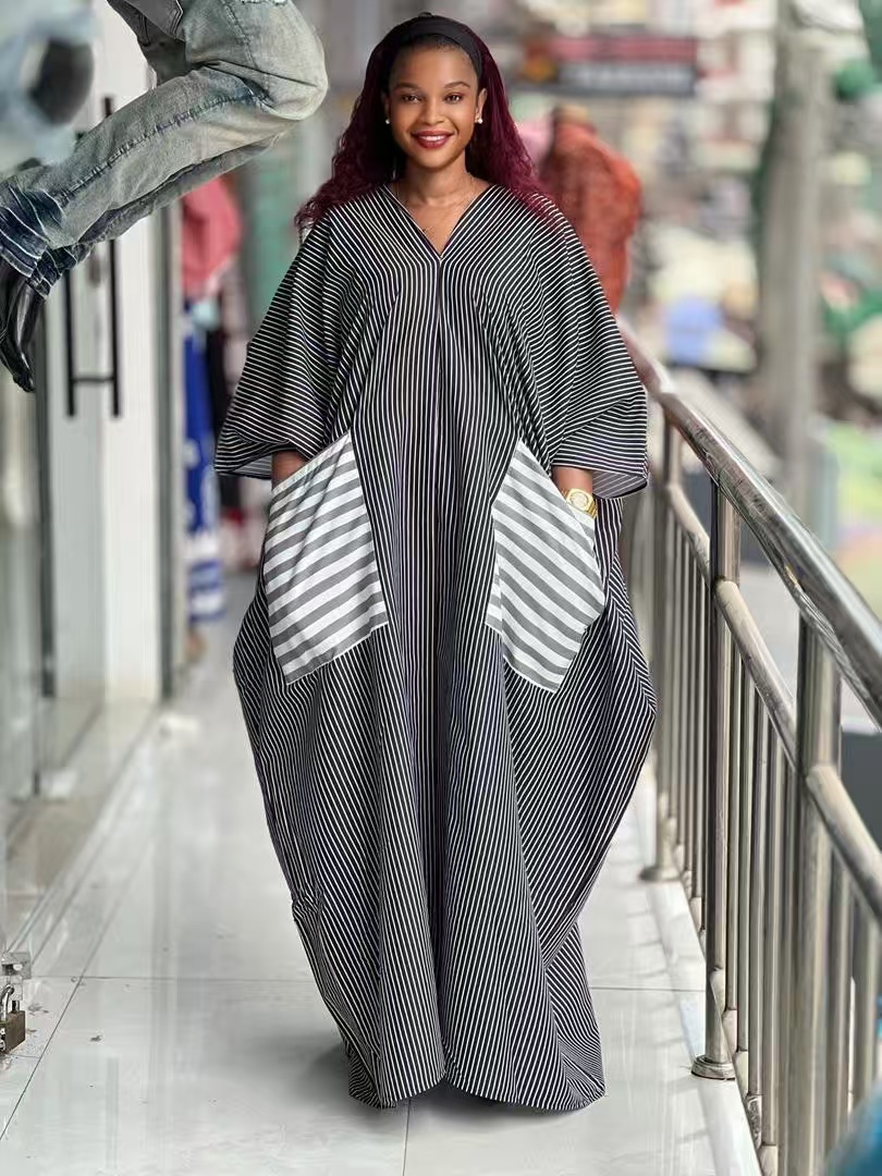 On Sale Vertical Stripes Plus Size Dress Elegant Classic Design |  Alibaba.com