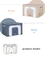 Organisateur de placard pliable en tissu cationique 66L avec cadre métallique, étanche en PVC, poignée durable, conteneurs de rangement en tissu épais