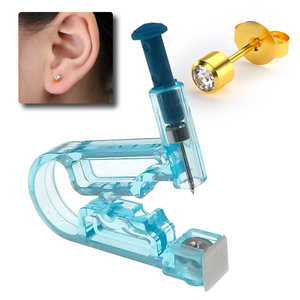 Pistolet Perce-<span class=keywords><strong>Oreille</strong></span> Libre-Service – G1 avec Clous Dorés en Cristal Blanc, Kit de Perçage d'<span class=keywords><strong>Oreille</strong></span> Indolore Jetable, Perçage Sûr des Oreilles - Product Image 1