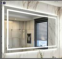 Lampes LED miroir en acier poli ultra-minces 5 mm pour salle de bain, interrupteur tactile, 3 températures de couleur réglables, anti-buée, CRI élevé, IP65, montage mural