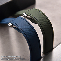 Juelong Sailcloth Texturé Sans Boucle Bracelet En Caoutchouc 20mm 21mm 22mm FKM Bracelet De Montre En Caoutchouc Fermoir De Déploiement