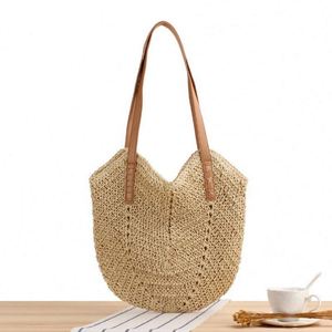 Bolso de Hombro de Paja Tejida Calada para Mujer, Novedad de Verano, Bolso de Playa de Moda, Resistente al Agua y Portátil - Product Image 6