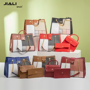 Supplier wholesale high quality bags women handbags ladies 2023 new fashion leather color matching femme tote bag set 3in1