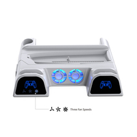 Base de charge multifonctionnelle avec refroidissement et lumière bleue, base de charge pour manette de jeu, support de stockage de disques pour PS5 Slim