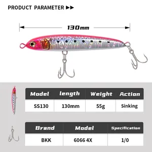 130มม. 55ก. เหยื่อล่อปลาน้ำเค็มเหยื่อล่อปลาทะเลเหยื่อล่อปลาทูน่า Kingfish <span class=keywords><strong>amberjack</strong></span> - Product Image 2