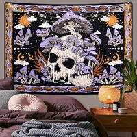 Tapisserie murale personnalisable en polyester avec motif Crâne de champignon extra-large pour Halloween, collection Prosper the World
