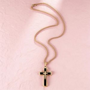 Titan-Stahl Kreuz Großer Anhänger Halskette mit Dreischichtiger Box-Kette Jesus-Kreuz Kruzifix für Männer Teenager Jungen Schmuck - Product Image 3