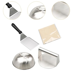 Dôme de cuisson pour fromage fondu avec poignée résistante à la chaleur, grattoir à grillades, presse à hamburgers, papier sulfurisé, accessoires pour plancha - Product Image 5