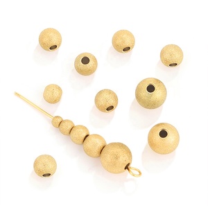 Frosted Round <b>Beads</b> | 18K PVD Gold Plated Stainless Steel Matte Stardust Spacer <b>Beads</b> for DIY <b>Bracelet</b> Necklace <b>Making</b> - Product Image 1