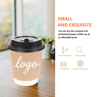 Gobelet à café en papier kraft brun jetable à double paroi, impression de logo personnalisable pour les fournitures de café à emporter