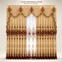 ARODDY Ensemble de rideaux double couche 52x108 pouces avec panneaux occultants brodés, taille personnalisée pour chambre et salon