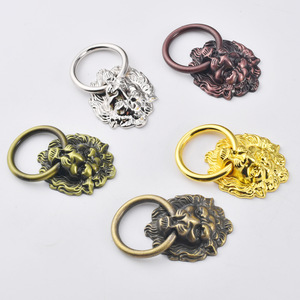 Lion Head Cabinet Door Handles Zinc Alloy Brushed Bronze <b>Red</b> Silver Gold Chinese Style Hardware Handle B-447 - Product Image 2