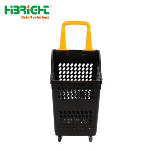 उच्च उज्ज्वल पोर्टेबल 4 पहियों हल्के बाजार स्टोर सुपरमार्केट शॉपिंग बास्केट - Product Image 4