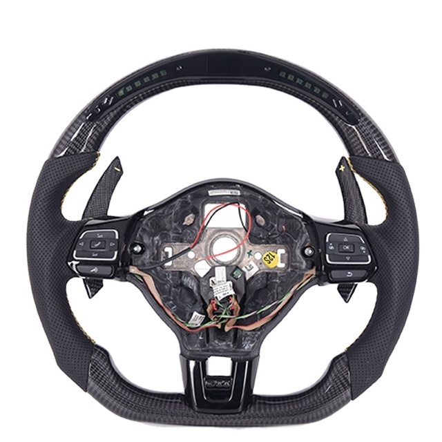 Bospeed Real Carbon Fiber Sports Steering Wheel with Leather Grip for VW Golf 6/7