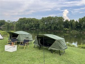 Tente de <span class=keywords><strong>toit</strong></span> de <span class=keywords><strong>voiture</strong></span> hors sol en toile OEM, tente de camping pliable en aluminium pour la pêche en plein air, imperméable, <span class=keywords><strong>lit</strong></span> de camping - Product Image 3