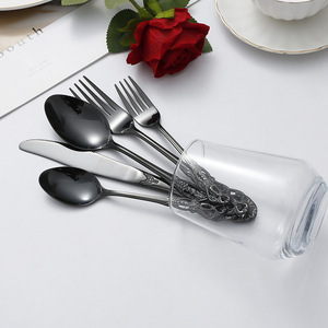 Fourchette à dîner en acier inoxydable 4/5/40 pièces Cuillères Couteaux Argenterie Vaisselle de luxe noire <span class=keywords><strong>Couverts</strong></span> rétro - Product Image 3