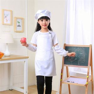Juego de Delantal y Gorro de Chef para Niños, Unisex, Ecológico, Duradero, con Logotipo Personalizado, de Algodón y Poliéster Blanco, sin Mangas, para Cocinar y Pintar - Product Image 1