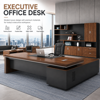 Ensemble de chaise de bureau de direction moderne et simple, avec bureau extensible en panneaux de bois durables et rangement intégré, pour patron, président, directeur