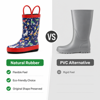 Bottes de pluie durables en caoutchouc naturel pour enfants, imperméables, avec poignée portable, chaussures d'extérieur pour enfants, motif chien amusant, personnalisation possible