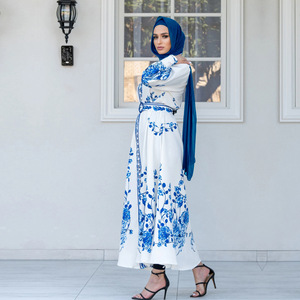 Abito da donna musulmano Maxi Abaya O collo Vintage stampa caftano linea di moda Dubai <span class=keywords><strong>turchia</strong></span> <span class=keywords><strong>abbigliamento</strong></span> Islam - Product Image 2