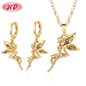 Ensemble de bijoux féeriques pour femmes, collier et boucles d'oreilles en or plaqué 18 carats, motif fleur, bijoux HD Fashion - Product Image 5