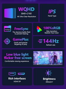 หน้าจอกว้างพิเศษ32นิ้วความละเอียดสูง4K/144Hz/240Hz หน้าจอ LED ความละเอียดสูงสำหรับเล่นเกมความละเอียดสูงแผงจอภาพ IPS DP สำหรับเดสก์ท็อปพีซี - Product Image 3
