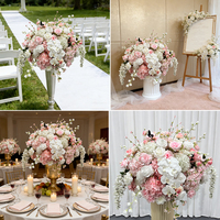 Arreglo Floral Artificial Romántico y Realista en Rosa Suave y Blanco Puro para Centros de Mesa en Bodas y Regreso a Clases
