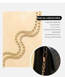 Bolsos cruzados de PU de diseñador de lujo para mujer, Mini monederos con forro de poliéster, patrón de hilo decorado con cadenas para mujer - Product Image 6