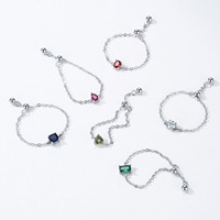 Lüks kadınlar 925 ayar gümüş Birthstone yüzük özelleştirilebilir kübik zirkonya zincir yüzükler doğum günü hediyesi takı toptan toplu