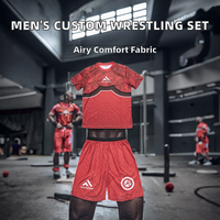 Nouvel ensemble de lutte personnalisé pour hommes, t-shirts + shorts, impression numérique, ensemble 2 pièces, 100% polyester, 150GSM, respirant, international