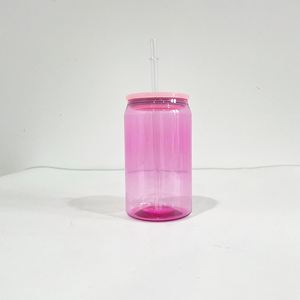 Bpa Free Unbreakablea <b>Clear</b> Transparent Colored <b>Jelly</b> Pet 16Oz Plastic Soda Beer Can With Colorful Pp Lids - Product Image 4